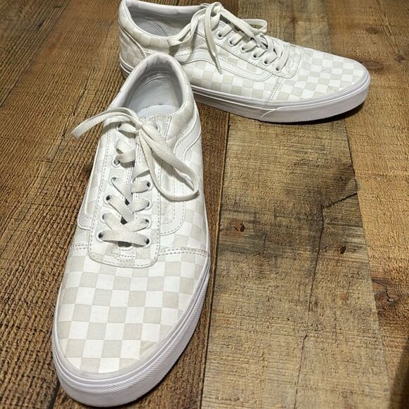 Vans Checkered Checkerboard Lace Up Sneakers White on White Mens 11.5 - Picture 11 of 11